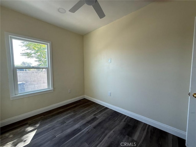 817 Orange Grove Ave, Colton, CA 92324 - empty room with a ceiling fan and dark wood-style flooring