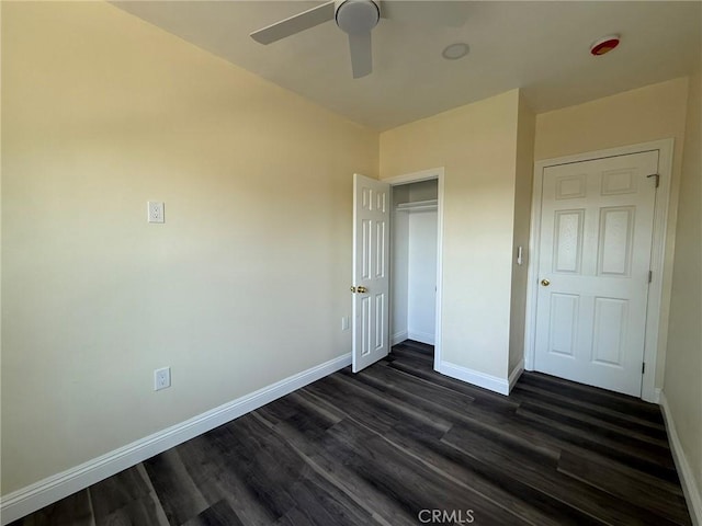 817 Orange Grove Ave, Colton, CA 92324 - unfurnished bedroom featuring dark wood-type flooring and ceiling fan