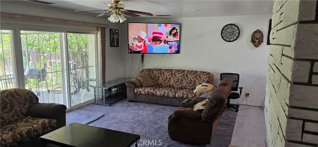 6718 Del Rosa Dr, San Bernardino, CA 92404 - living room with ceiling fan