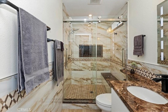 1110 Norcrest St, Corona, CA 92878 - bathroom featuring vanity and a marble finish shower