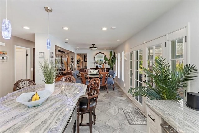 1110 Norcrest St, Corona, CA 92878 - dining room with light marble finish floors and recessed lighting