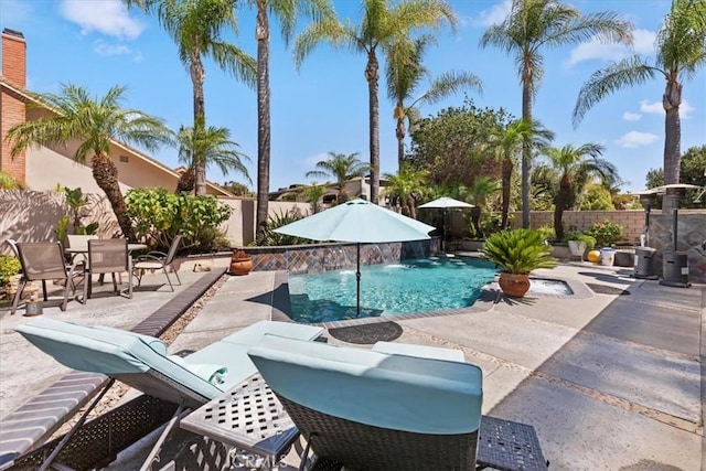1110 Norcrest St, Corona, CA 92878 - view of pool with a patio, a fenced backyard, and outdoor dining space