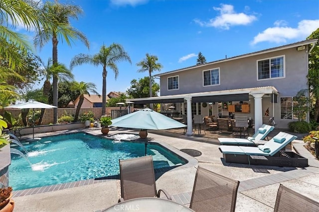 1110 Norcrest St, Corona, CA 92878 - view of pool featuring a patio area, a fenced backyard, and outdoor dining space