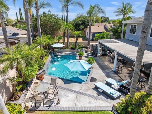 1110 Norcrest St, Corona, CA 92878 - view of swimming pool with a patio area and outdoor dining area