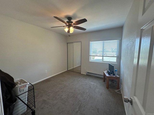 8733 Lake Murray Blvd Unit 6, San Diego, CA 92119 - unfurnished room featuring baseboard heating, ceiling fan, and carpet flooring