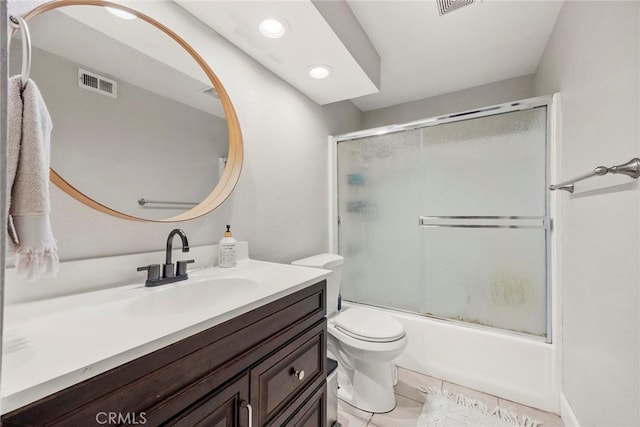 26925 Jasper Unit 210, Mission Viejo, CA 92691 - bathroom featuring vanity, shower / bath combination with glass door, tile patterned floors, and recessed lighting