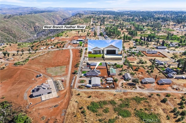 6779 Matell Rd, Paradise, CA 95969 - aerial view of property and surrounding area featuring mountains and property boundaries highlighted