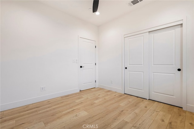 6779 Matell Rd, Paradise, CA 95969 - unfurnished bedroom featuring light wood finished floors, recessed lighting, ceiling fan, and a closet