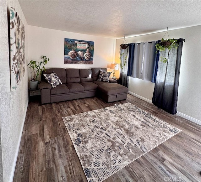 751 Yucca Ave, Barstow, CA 92311 - living area featuring wood finished floors, a textured ceiling, and a textured wall
