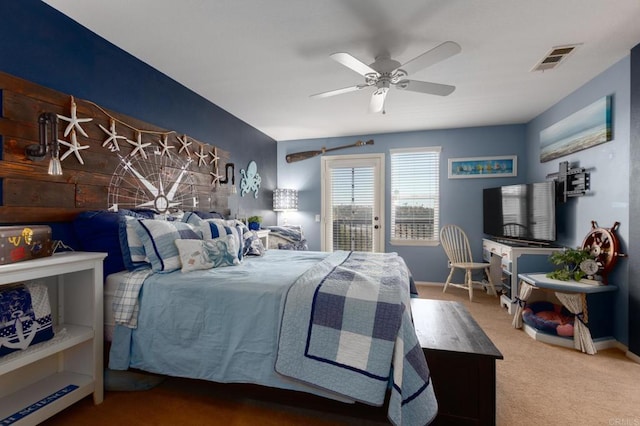 2078 Aviata Rd Unit 70, Chula Vista, CA 91914 - bedroom with carpet floors, access to outside, and ceiling fan