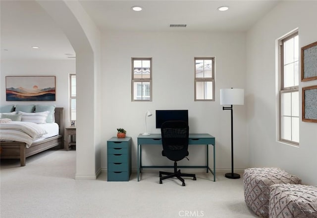 21 Via Nerisa, San Clemente, CA 92673 - carpeted home office with arched walkways and recessed lighting