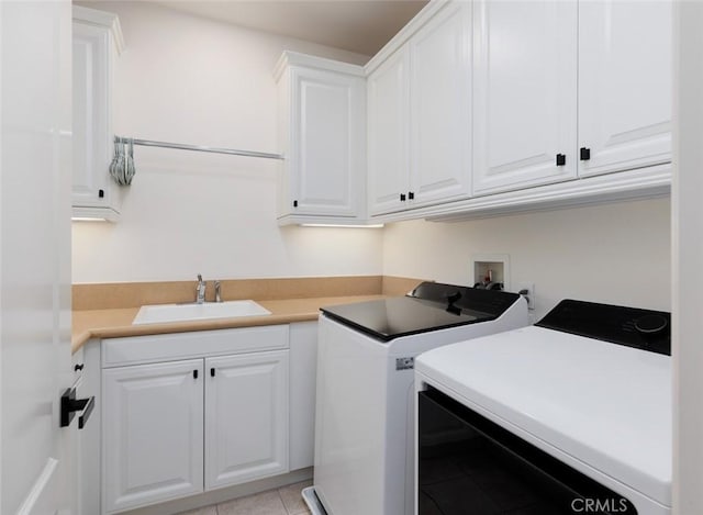 21 Via Nerisa, San Clemente, CA 92673 - laundry area featuring cabinet space, separate washer and dryer, and light tile patterned floors