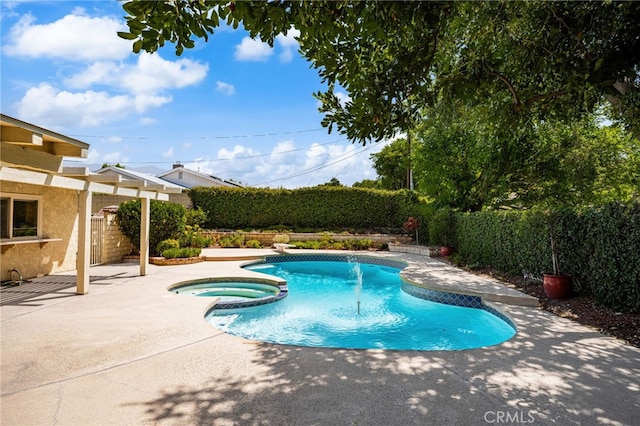 1128 Aldersgate Dr, La Verne, CA 91750 - view of swimming pool featuring a pool with connected hot tub, a patio, and a fenced backyard