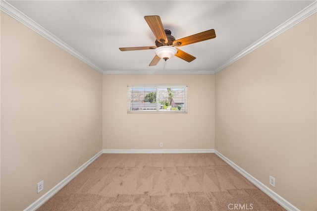 1128 Aldersgate Dr, La Verne, CA 91750 - empty room featuring light colored carpet, ceiling fan, and ornamental molding