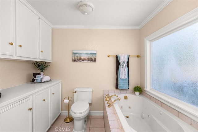 1128 Aldersgate Dr, La Verne, CA 91750 - full bathroom featuring a whirlpool tub, crown molding, and tile patterned floors