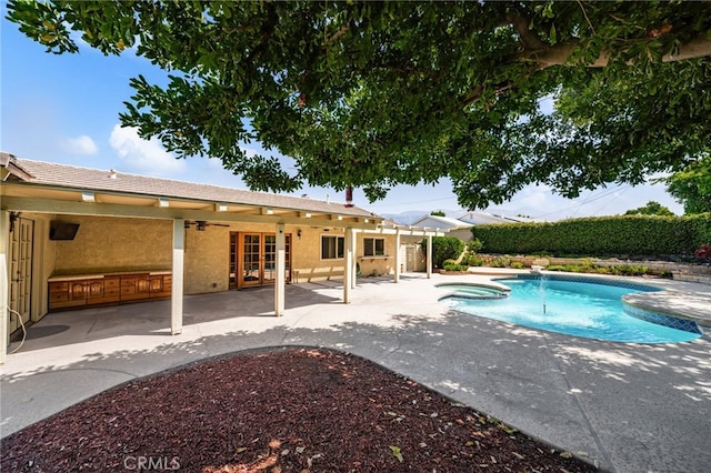 1128 Aldersgate Dr, La Verne, CA 91750 - view of pool featuring french doors, a patio, and a pool with connected hot tub