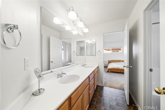15453 La Casa Dr, Moreno Valley, CA 92555 - full bath with ensuite bathroom, double vanity, and stone finish flooring