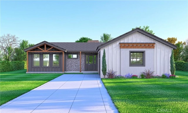 1901 Mariners Dr, Newport Beach, CA 92660 - view of front of house featuring a front lawn, board and batten siding, and a shingled roof