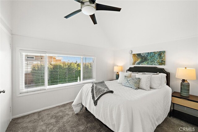 9168 El Azul Cir, Fountain Valley, CA 92708 - carpeted bedroom with lofted ceiling and a ceiling fan
