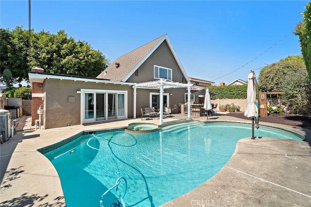 9168 El Azul Cir, Fountain Valley, CA 92708 - view of pool featuring a pergola, a patio area, and a pool with connected hot tub