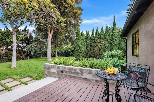 860 Nardo Rd, Encinitas, CA 92024 - deck featuring a lawn and view of scattered trees