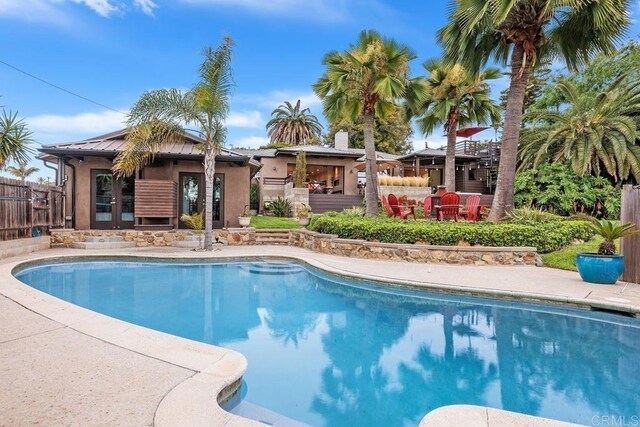 860 Nardo Rd, Encinitas, CA 92024 - outdoor pool featuring french doors and a patio