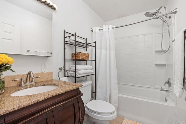 860 Nardo Rd, Encinitas, CA 92024 - full bathroom featuring shower / bath combination with curtain, vanity, and tile patterned flooring