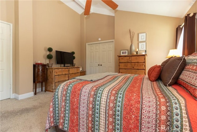 31032 Via Estenaga, San Juan Capistrano, CA 92675 - bedroom with lofted ceiling, carpet floors, and a ceiling fan