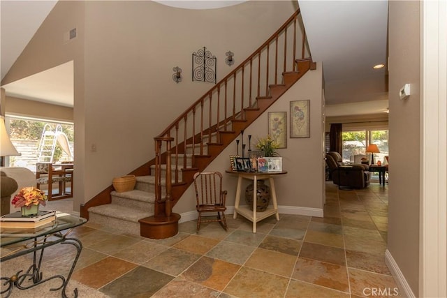 31032 Via Estenaga, San Juan Capistrano, CA 92675 - stairway featuring stone tile flooring and recessed lighting