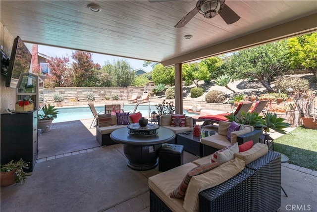 31032 Via Estenaga, San Juan Capistrano, CA 92675 - view of patio with outdoor lounge area and a ceiling fan