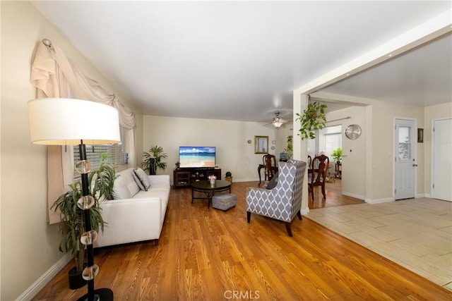 28851 Murrieta Rd, Menifee, CA 92586 - living area featuring ceiling fan and baseboards