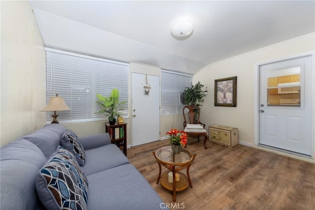 28851 Murrieta Rd, Menifee, CA 92586 - living area featuring wood finished floors and lofted ceiling