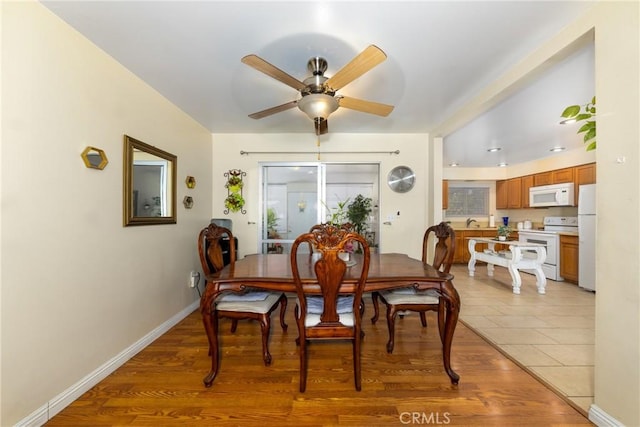 28851 Murrieta Rd, Menifee, CA 92586 - dining area with a ceiling fan and light tile patterned flooring