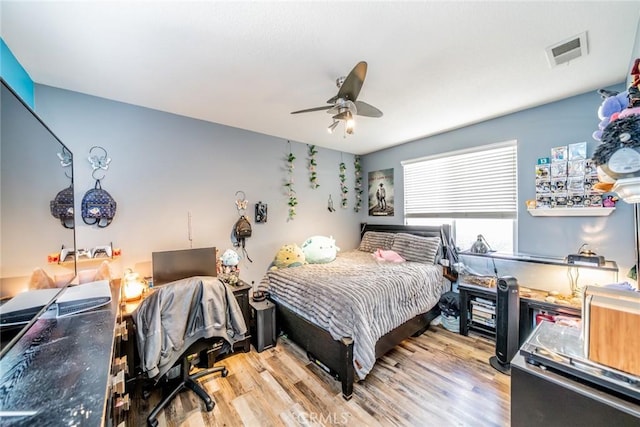 29155 Celestial Dr, Menifee, CA 92584 - bedroom featuring wood finished floors and a ceiling fan