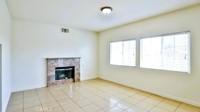 15537 Pheasant St, Chino Hills, CA 91709 - unfurnished living room featuring plenty of natural light, a premium fireplace, and light tile patterned floors