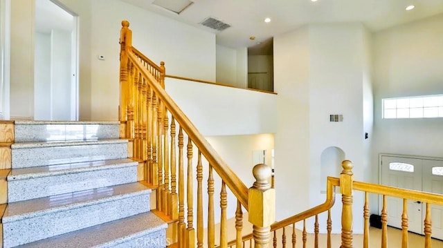 15537 Pheasant St, Chino Hills, CA 91709 - stairs with a high ceiling and recessed lighting