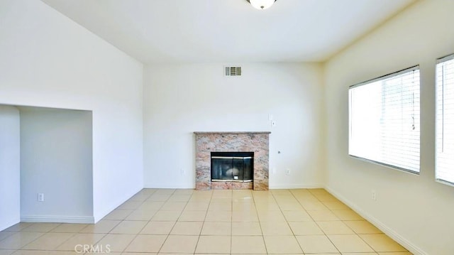 15537 Pheasant St, Chino Hills, CA 91709 - unfurnished living room featuring a fireplace and light tile patterned flooring