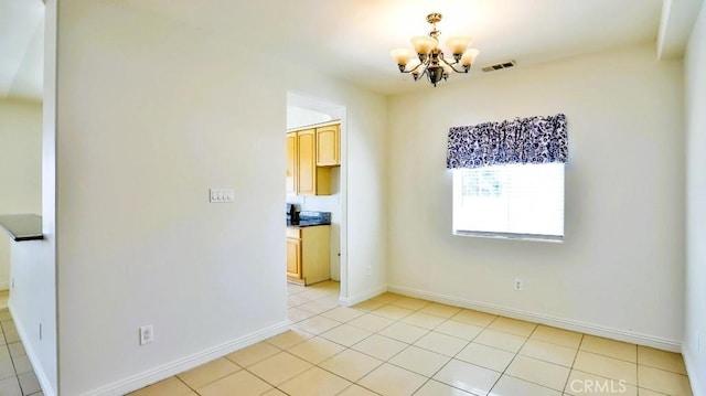 15537 Pheasant St, Chino Hills, CA 91709 - unfurnished dining area with a chandelier and light tile patterned flooring