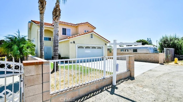 15537 Pheasant St, Chino Hills, CA 91709 - mediterranean / spanish-style house with stucco siding, a tiled roof, a garage, and concrete driveway