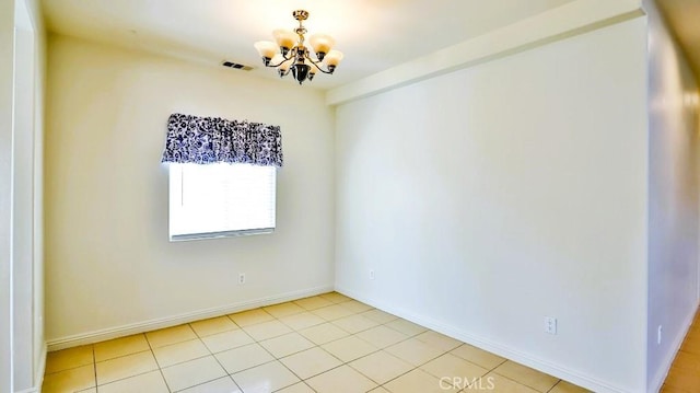 15537 Pheasant St, Chino Hills, CA 91709 - spare room with a chandelier and light tile patterned floors