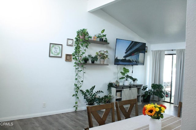 5246 Longfellow Way, Oxnard, CA 93033 - dining space featuring wood finished floors and vaulted ceiling