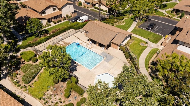 1456 Countrywood Ave Unit 14, Hacienda Heights, CA 91745 - aerial view of residential area featuring a pool area