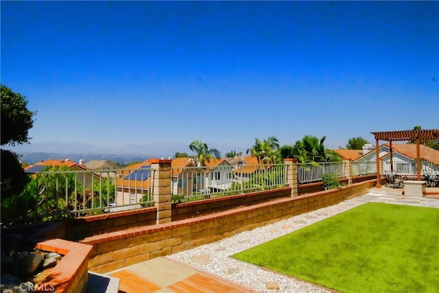 18431 Dancy St, Rowland Heights, CA 91748 - fenced backyard with a residential view, a pergola, and a patio