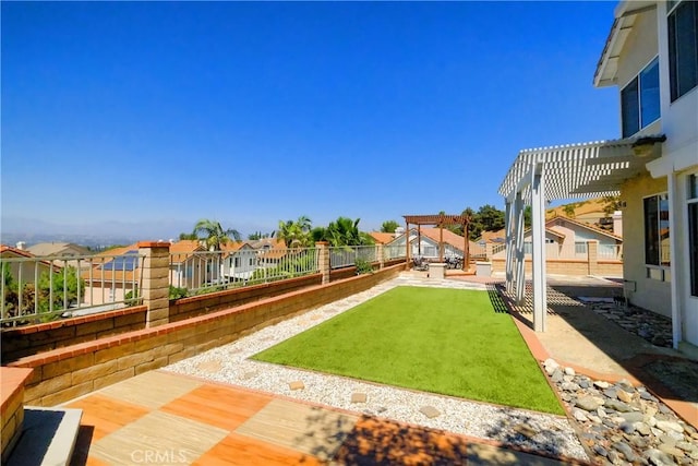 18431 Dancy St, Rowland Heights, CA 91748 - fenced backyard with a residential view, a pergola, and a patio area