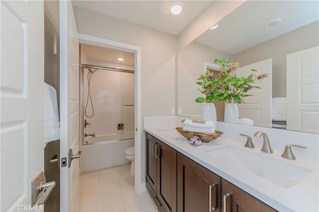 195 Stellar, Irvine, CA 92618 - full bath featuring double vanity, shower / bathtub combination, tile patterned flooring, and recessed lighting
