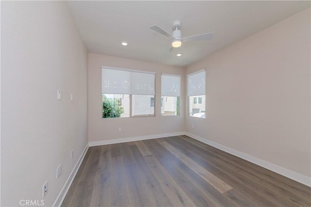195 Stellar, Irvine, CA 92618 - empty room featuring dark wood-type flooring, a ceiling fan, and recessed lighting