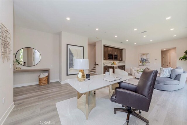 195 Stellar, Irvine, CA 92618 - home office with light wood-style floors and recessed lighting
