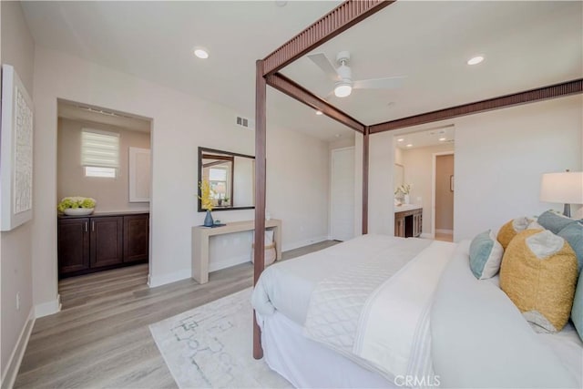 195 Stellar, Irvine, CA 92618 - bedroom with light wood-style floors, ensuite bath, and recessed lighting