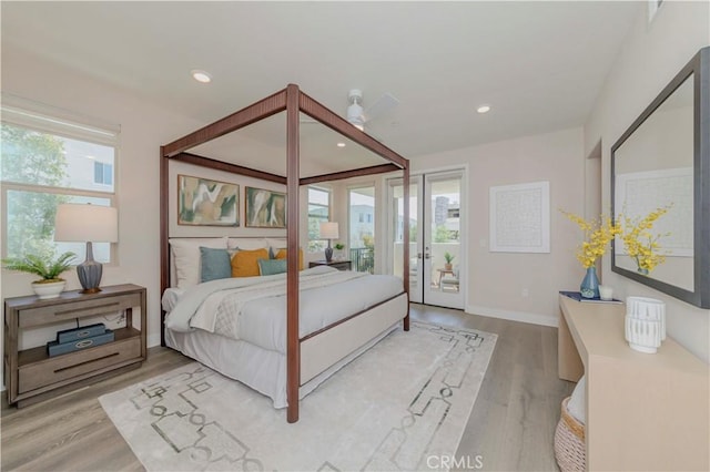 195 Stellar, Irvine, CA 92618 - bedroom featuring access to outside, light wood-style flooring, recessed lighting, and french doors