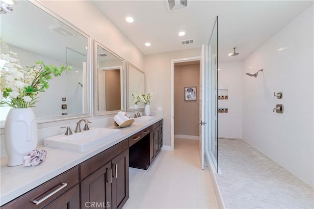 195 Stellar, Irvine, CA 92618 - full bathroom featuring tiled shower, double vanity, and recessed lighting